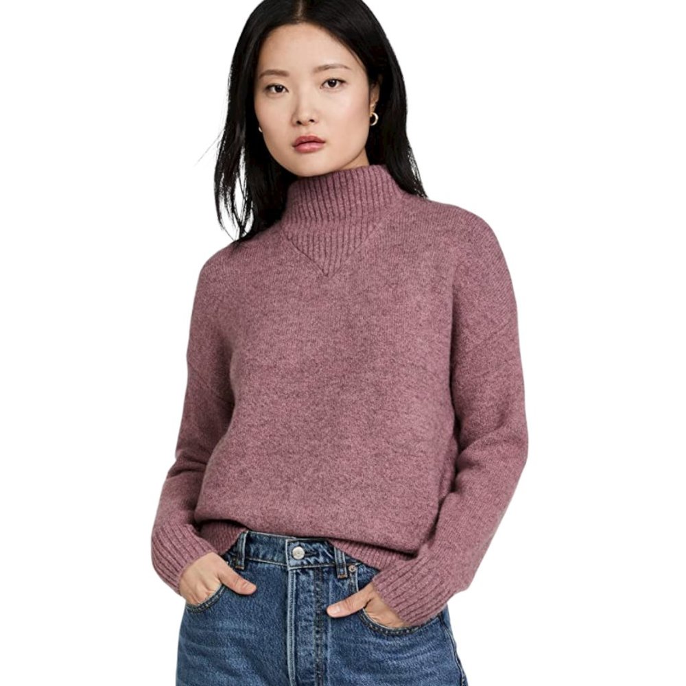 NWT Madewell Mockneck Pullover - XL - Heather Loganberry - Wool Alpaca Blend